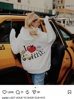 Parker White Graphic Hoodie with NYC Motifs